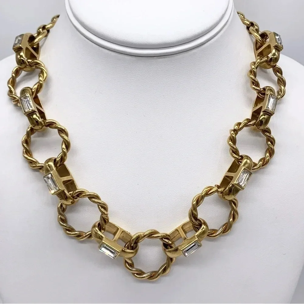 Ann Taylor Gold Jeweled Links Necklace